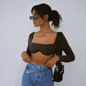 🤎 PRINCESS POLLY BECCA LONG SLEEVE CROP TOP 🤎
